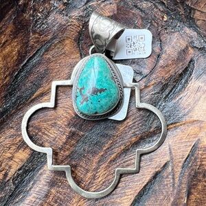 925 Sterling Silver Thunder Mountain Turquoise Pendant Tony Yazzie Navajo